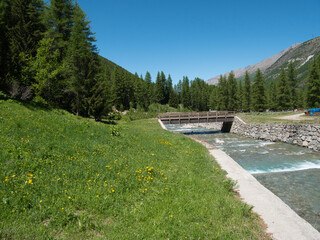  Around Lillaz waterfalls. Rivers. Cogne - Aosta Valley. Alps, Italy.