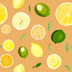seamless background with citrus fruits