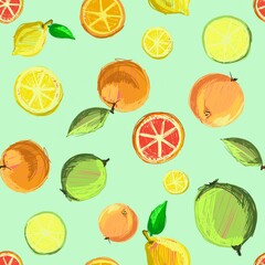 seamless pattern with citrus fruits 