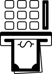 Atm financial machine transaction bank money cash business Semi-Solid Black and White