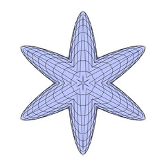 graublauer stern mit sechs abgerundeten spitzen und schwarzen netzartigen linien