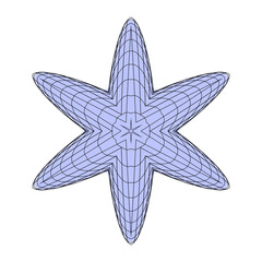 graublauer stern mit sechs abgerundeten spitzen und schwarzen netzartigen linien