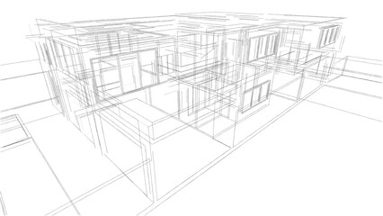 Fototapeta na wymiar 3d rendering of modern house building concept architectural sketch