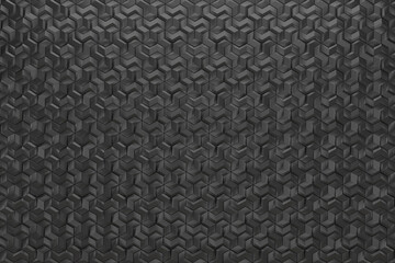 Black background, Abstract geometric seamless pattern design, 3d rendering
