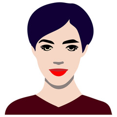 A beautiful woman's face on a white background