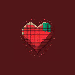 heart illustration with pixel style