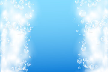 Bath foam background. Shampoo bubbles texture.Sparkling shampoo and bath lather vector illustration.