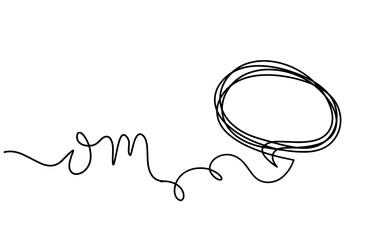 Sign of OM with comment as line drawing on the white background