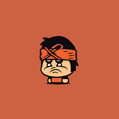tiny cute ninja wearing orange bandana