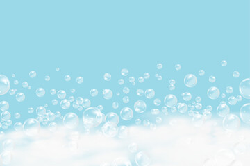 Bath foam background. Shampoo bubbles texture.Sparkling shampoo and bath lather vector illustration.