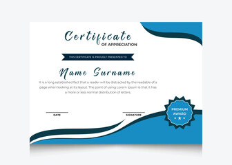Professional certificate template design, Award, diploma, achievement vector certificate template for print