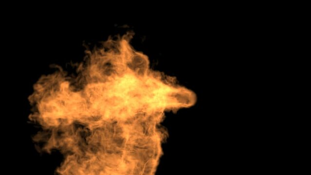 Abstract Fire dance. a man danceing in fire effect on black background rendered with alpha channel. Swing Dancing  Burning Motion graphic.4k animation ISO view.