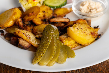 bavarian potato groestl on wood