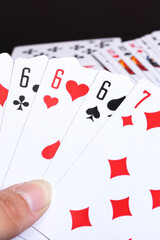 Deck of cards on a wooden table