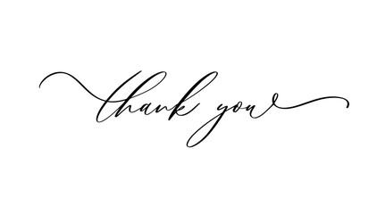 Thank you Hand drawn lettering. Calligraphic Lettering, Vector illustration.