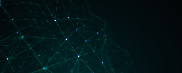 Abstract futuristic - technology with polygonal shapes on dark blue background. Design digital technology concept. 3d illustration.