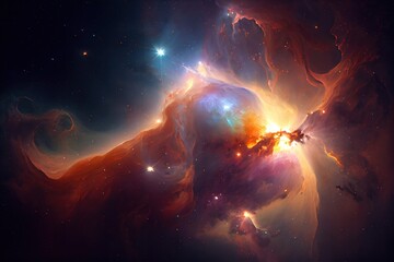 very colourful space nebular somewhere in the universe, generative ai
