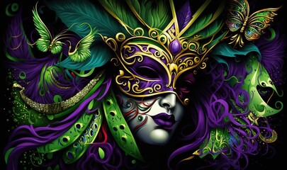 Carnaval Mardi Gras celebration Wallpaper illustration generative ai