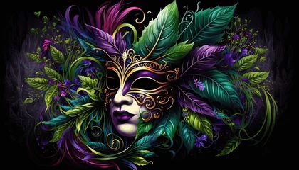 Room darkening curtains Carnival Carnaval Mardi Gras celebration Wallpaper illustration generative ai