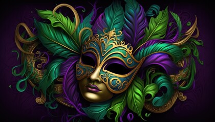 Carnaval Mardi Gras celebration Wallpaper illustration generative ai