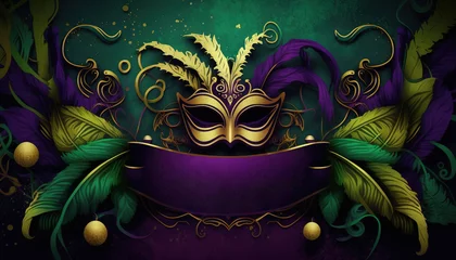 Abwaschbare Fototapete Karneval Carnaval Mardi Gras celebration Wallpaper illustration generative ai