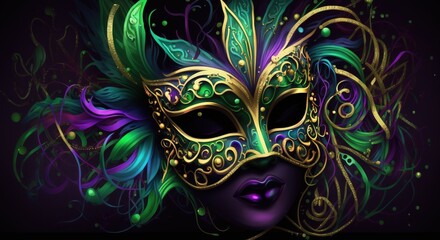 Carnaval Mardi Gras celebration Wallpaper illustration generative ai