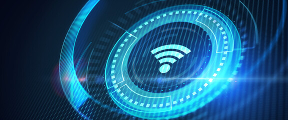 Business, Technology, Internet and network concept. Free WiFi network signal.   3d illustration