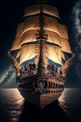 magical pirate ship sailing in sea