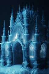 fairy magical white and blue ice palace