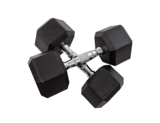 Twenty pound dumbbells isolated cut out.