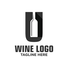 Letter U Wine Logo Design Template Inspiration, Vector Illustration.