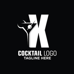 Letter X Cocktail Logo Design Template Inspiration, Vector Illustration.