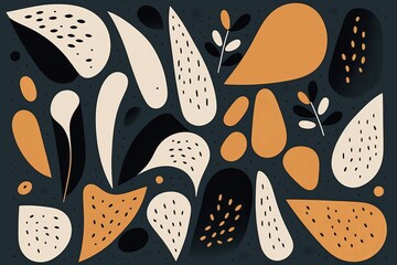 Hand drawn minimal abstract organic shapes pattern Generative AI