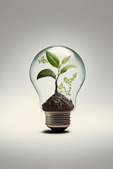plant growing inside lightbulb, generative AI