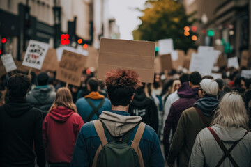 Crowd protesting for social justice: a powerful image of unity, Generative AI