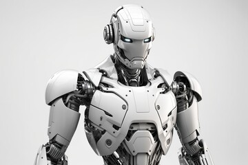 3D robot,white humanoid robot Thinking ,isolated white background,, Generative ai
