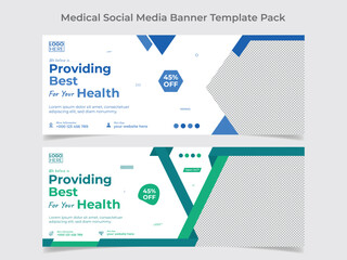 Medical healthcare social media cover design and web banner design template