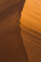 Closeup of orange sand dune in the Namib desert in Africa
