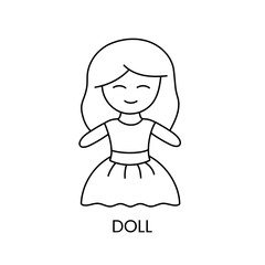 Baby doll line icon in vector, illustration for children's online store.