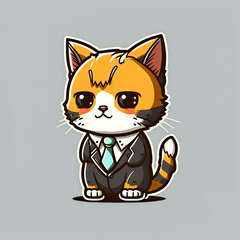 Fototapeta premium Funny business kitty on a colorful background. Generative AI