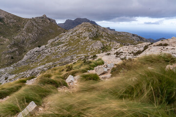 Fototapeta na wymiar wind in Puig Galileu and tramuntana mountain range, Escorca, Majorca, Balearic Islands, Spain