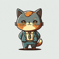Funny business kitty on a colorful background. Generative AI