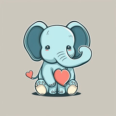 Fototapeta premium Cute Funny Elephant on a color background. Color illustration.Generative AI