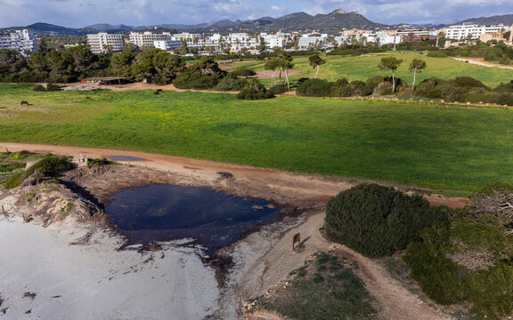 place of the mass grave of the dead republican militiamen, Sa Coma beach, Son Servera, Majorca, Balearic Islands, Spain