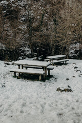 Nieve en las montañas de Asturias. Ruta del Alba. Bonito paisaje