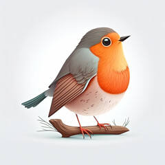 Beautiful colorful bird on color background. Red robin. Generative AI