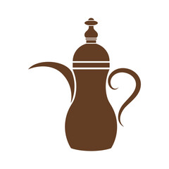 Vector icon, coffee pot coffee color Arabic in oriental style.