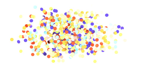 Multicolor confetti abstract background with a lot of falling pieces, isolated on a white background. Festive decorative tinsel element for design - in 3d png