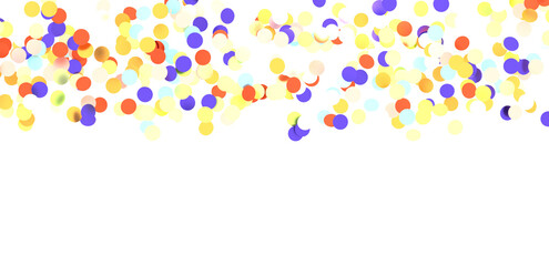 Multicolor confetti abstract background with a lot of falling pieces, isolated on a white background. Festive decorative tinsel element for design - in 3d png