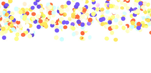 Multicolor confetti abstract background with a lot of falling pieces, isolated on a white background. Festive decorative tinsel element for design